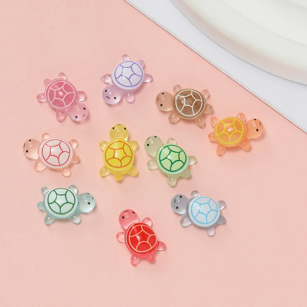 Resin Crafts Diy - 10 Stück/Set Mini-Harz-Meeresschildkröten, leuchten im Dunkeln,