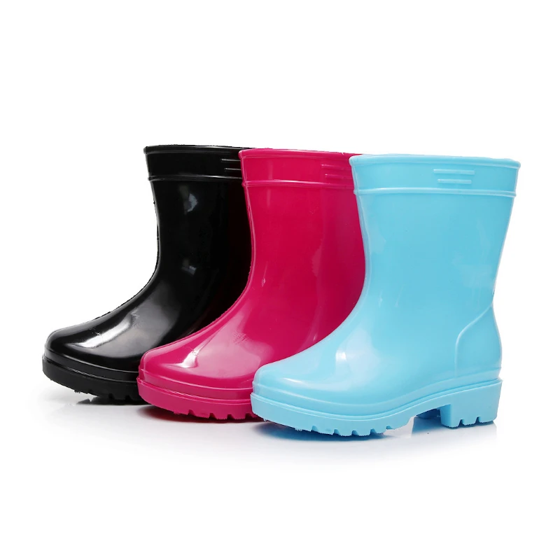 

New Children Boys Girls Fashion PVC Rain Boots Waterproof Non-slip Rainboots Child Mid-calf Water Shoes Wellies Boots