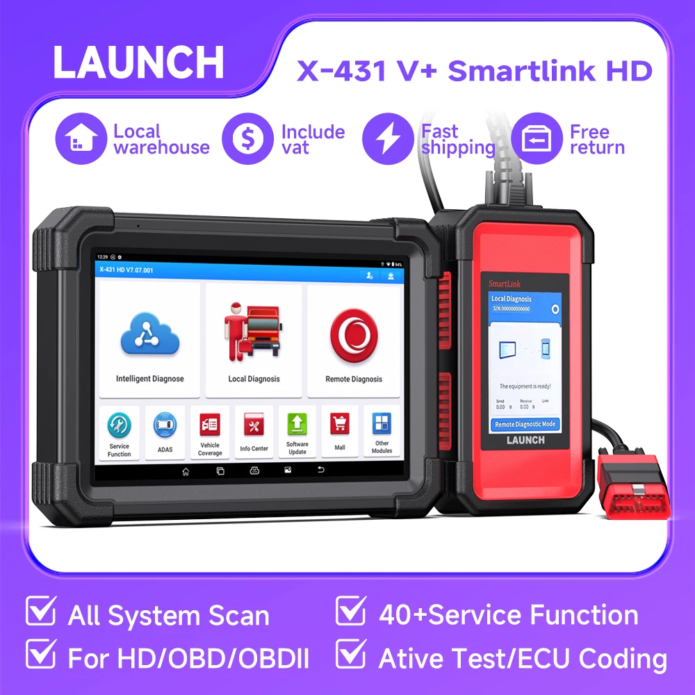 LAUNCH X431 V+ SmartLink HD Heavy Duty Truck Diagnostic Scanner Diesel 12V 24V OBD OBD2 Car Diagnostic 24V Truck