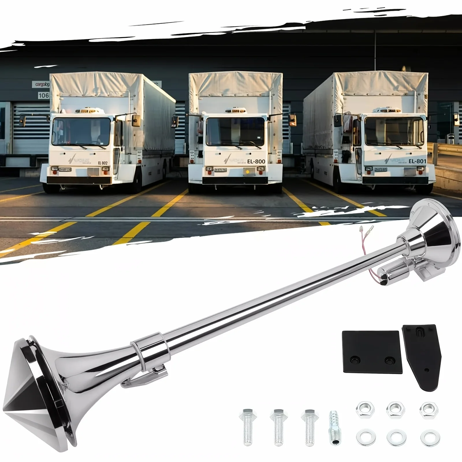 

For Car Truck Single Trumpet Silver Chrome 120DB Truck Car SUV Train Horn