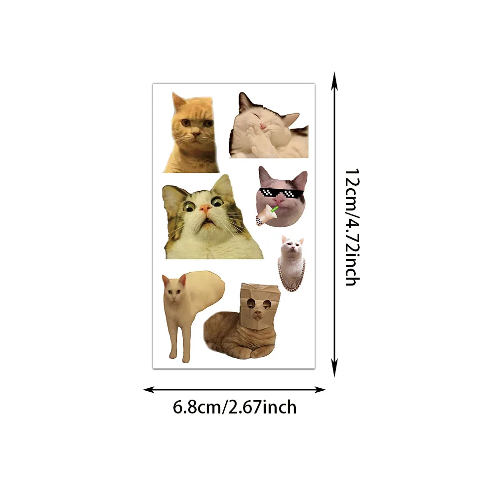 10 STKS Kat Emoticons Tattoo Stickers Leuke en grappige nep-tatoeages Gepersonaliseerde Retro-tatoeages Waterdicht en duurzaam ﻿