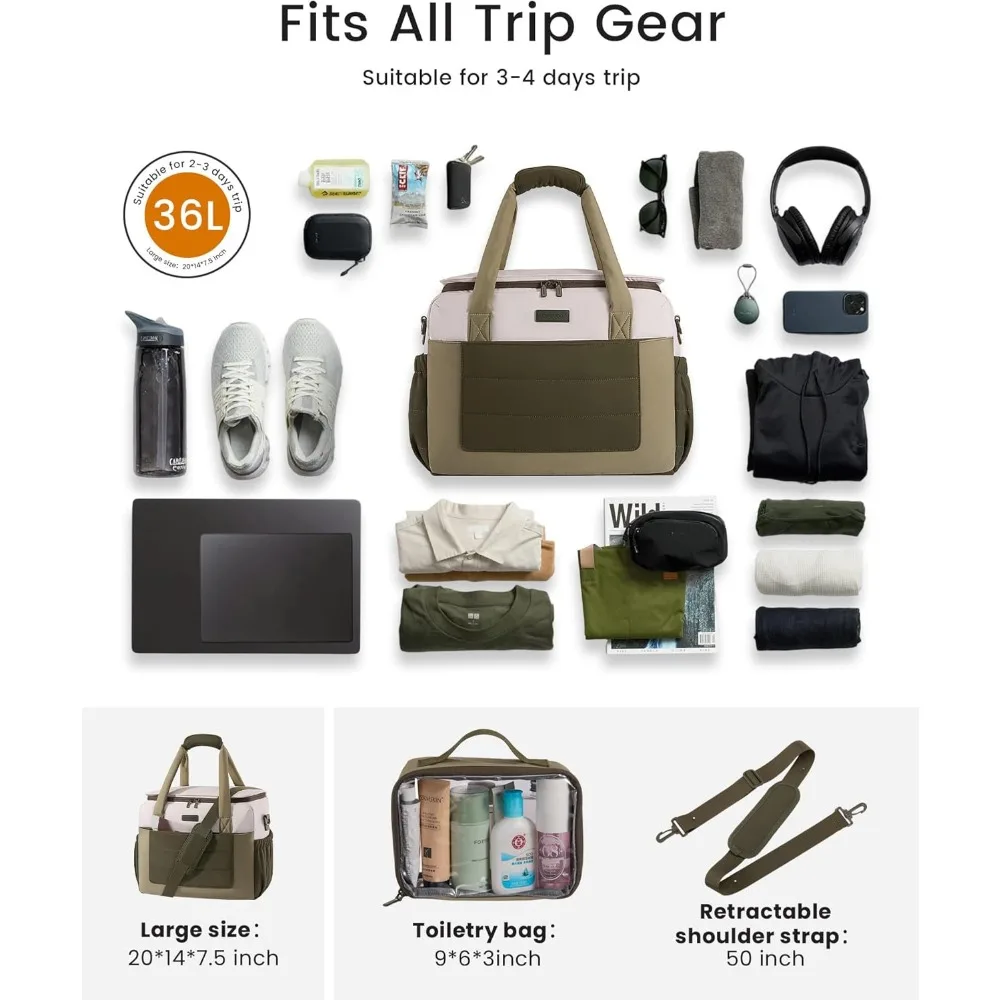 حقيبة دفل نسائية مقاومة للماء للسفر، حقيبة رياضية محمولة مع جيب مبلل، حقيبة عطلة نهاية الأسبوع بين عشية وضحاها للمغامرة #2