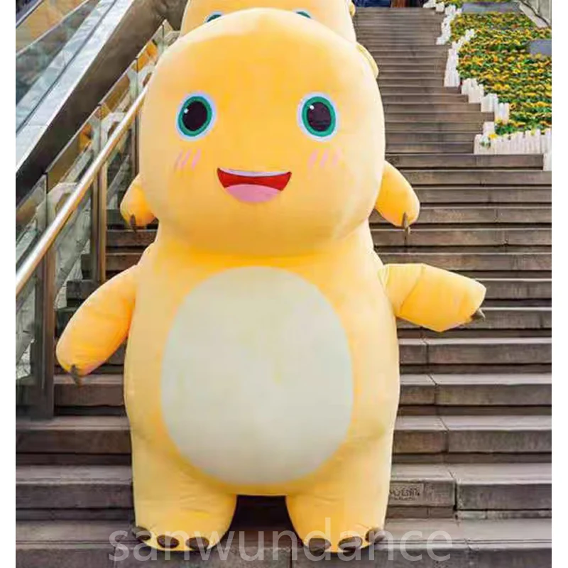 

Giant Milk Dragon Inflatable Mascot Costume Plush Yellow Dinosaur Doll Cartoon Costumes For Halloween Birthday Party No Battery