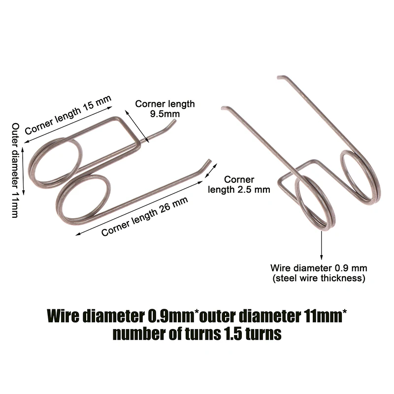 【DE】5 قطعة زنبرك التواء مزدوج 0.9*11 مللي متر من الفولاذ المقاوم للصدأ مقشر أسلاك كهربائي قوي أجهزة زنبركية #6