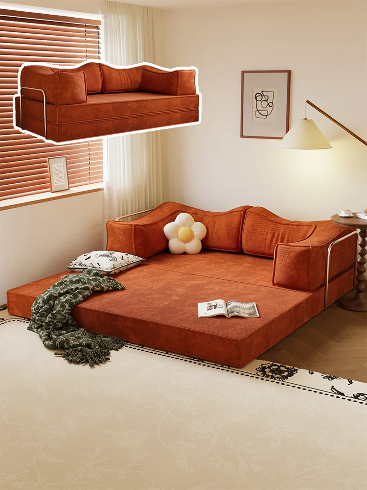 

Modular fabric sponge compression sofa bed folding dual-purpose new living room room double triple lazy tatami