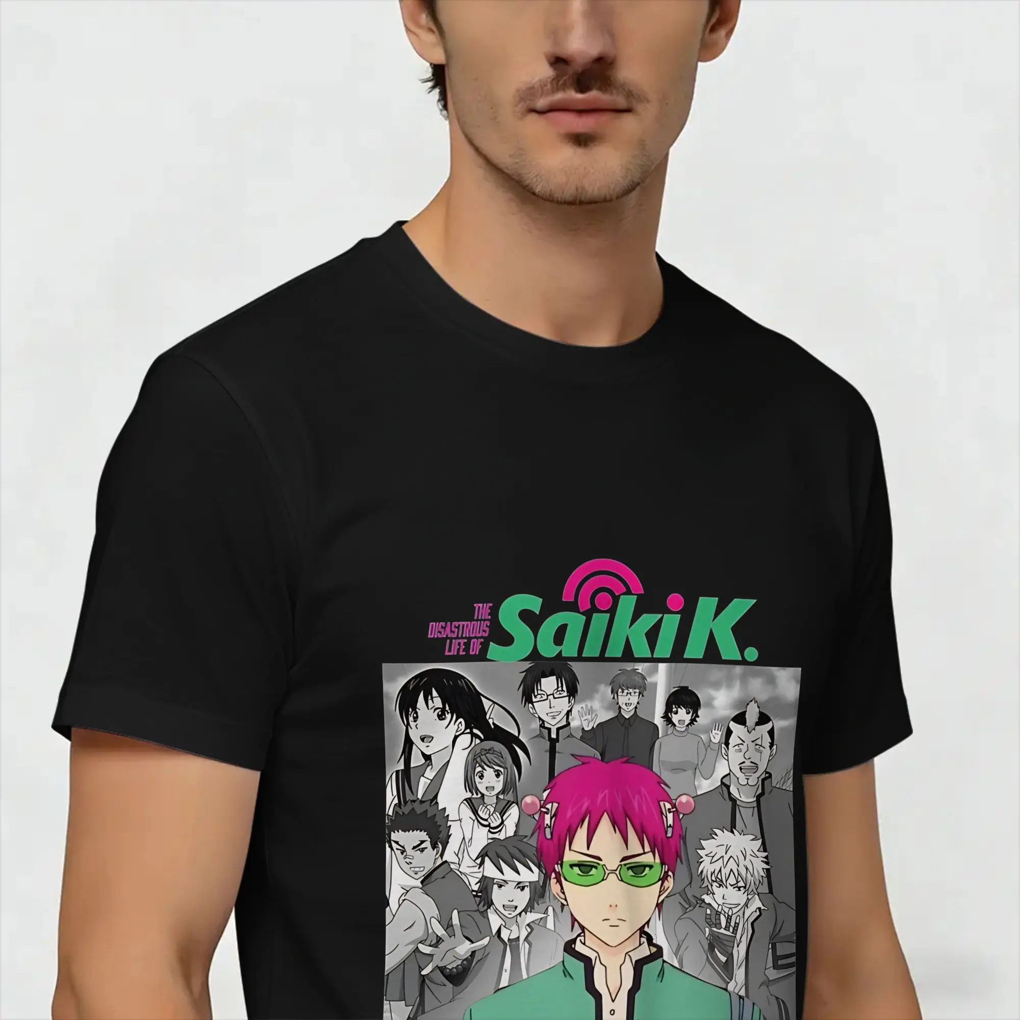 Men The Disastrous Life of Saiki K  T Shirt  100% Cotton Clothing Vintage Short Sleeve Crew Neck Tee Shirt Printed T-Shirt