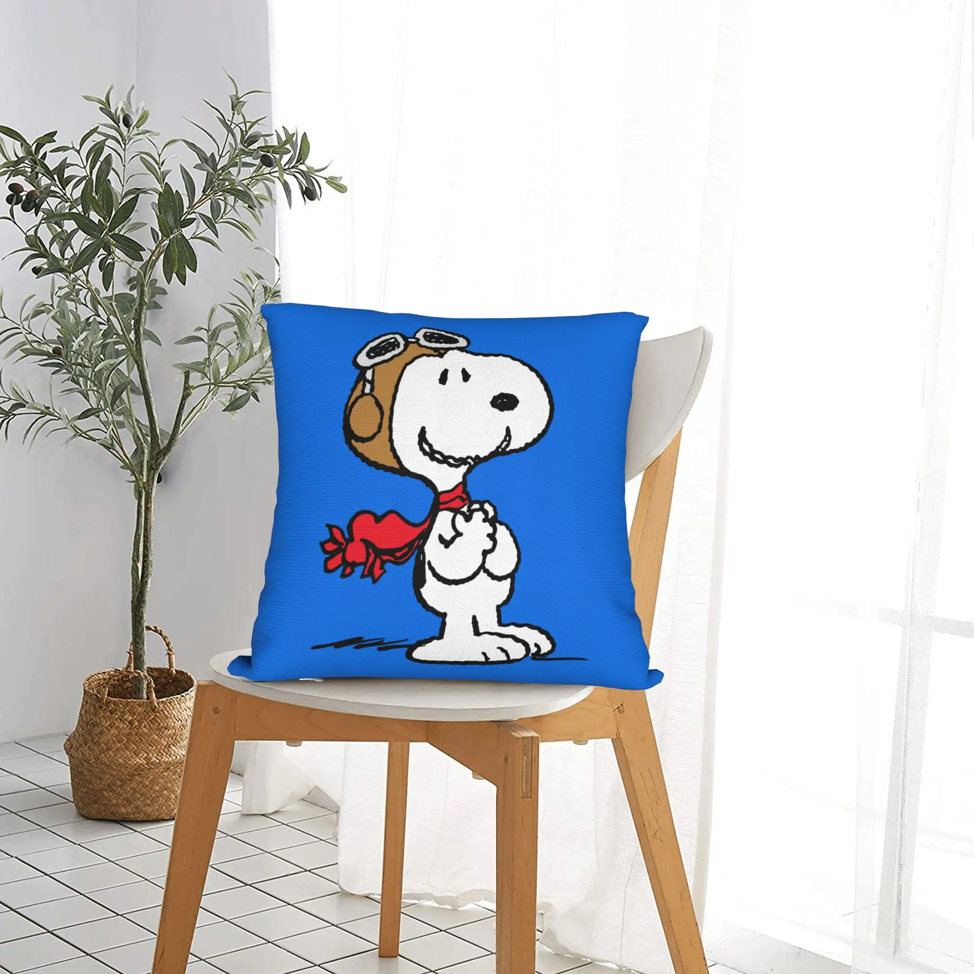 Snoopys The Flying Ace Square Pillow Case Polyester Throw Pillow ACE Pilot Customized Cushion Covers