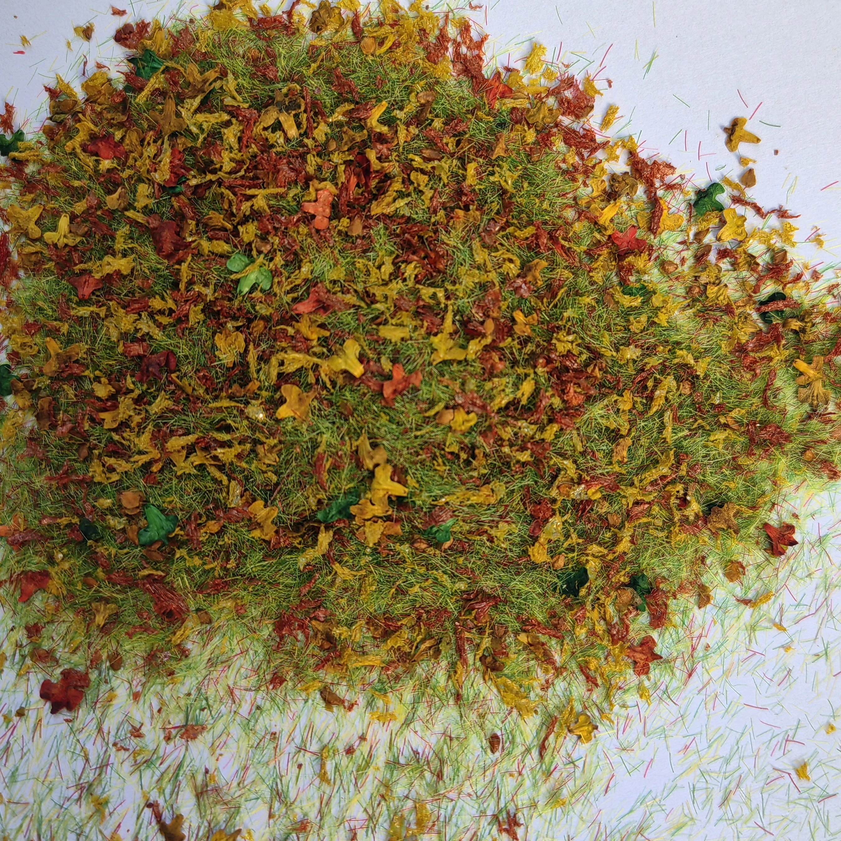 Miniatur-Graspulver mit gemischten Herbstblättern, Modellmaterialien für die Herstellung von Rasen, Landschaftsgestaltung, Sandtisch, Bodenzubehör – Detail 6