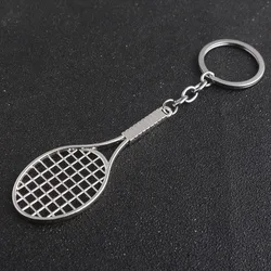 Metal Punk Tennis Racket Keychain Pendant Fashion Cool Boy Car Decoration Men Women Backpack Jewelry Accessories