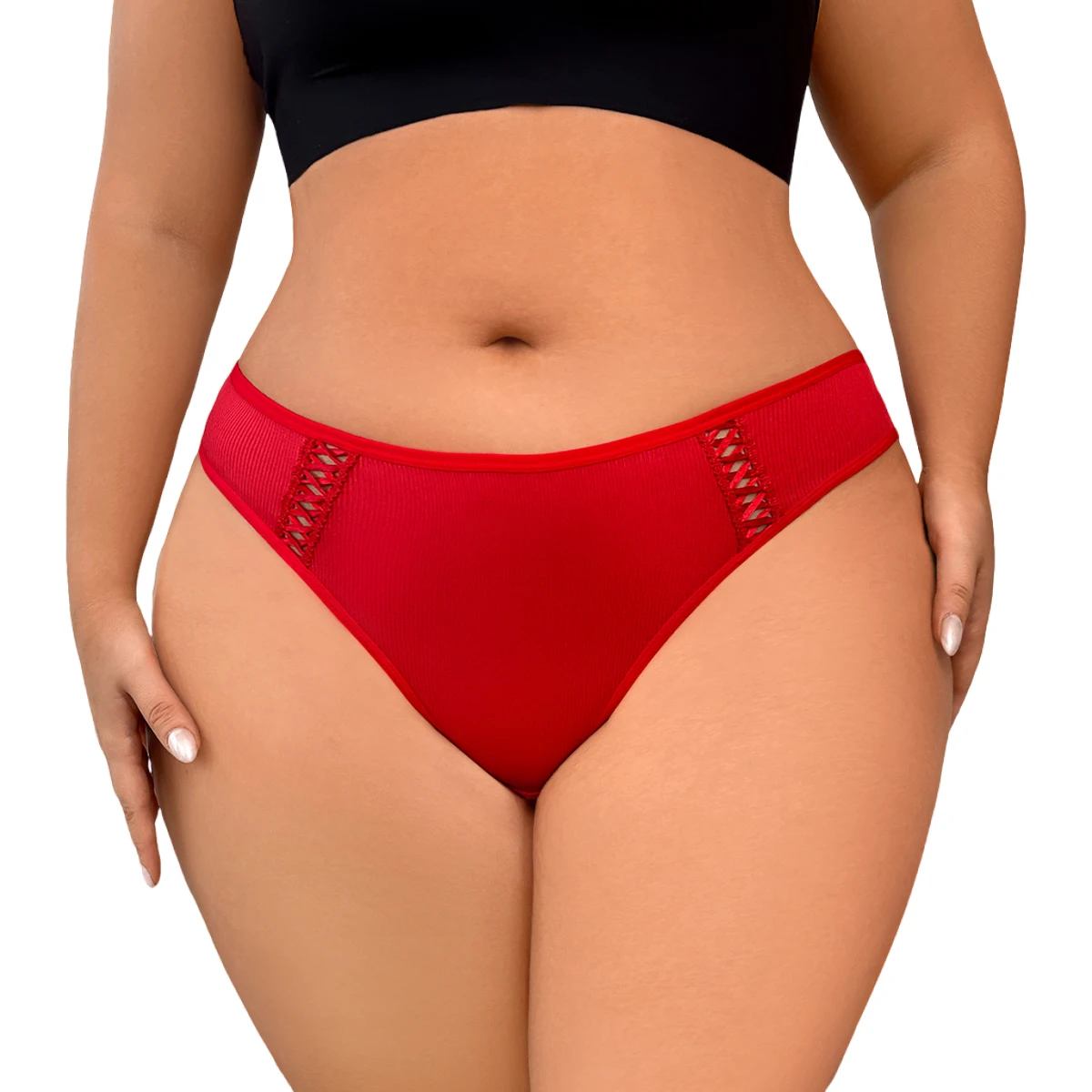 New Fashion Tie Bow Sexy Women G-string Low Rise Plus Size Female Underwear Breathable Ribbed Ladies Thongs Intimate Lingerie