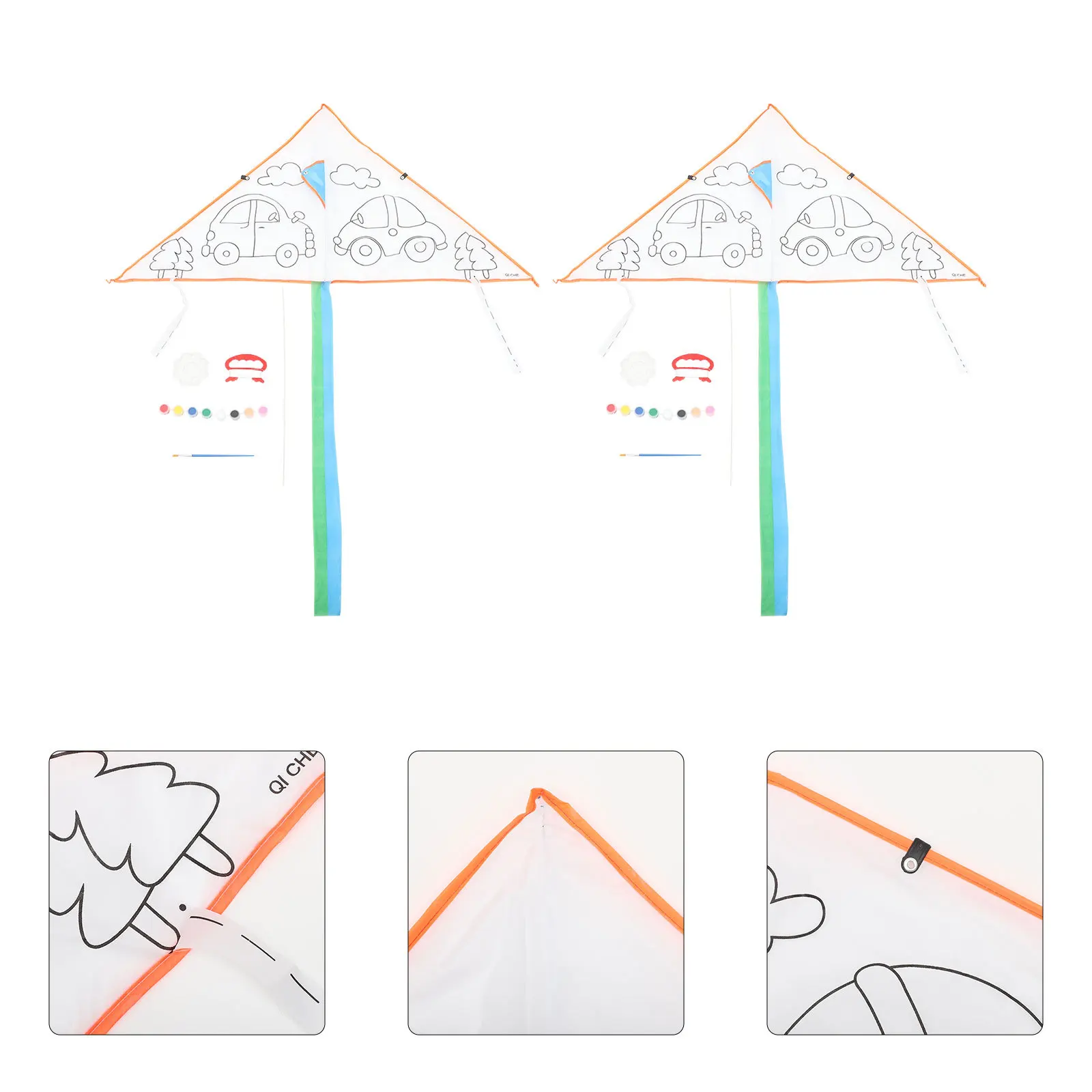 Ensemble de cerf-volant peint à la main, blanc et vierge, pour enfants, parc en plein air, plage, activité de vol, artisanat éducatif pour enfants, bricolage, 2 ensembles