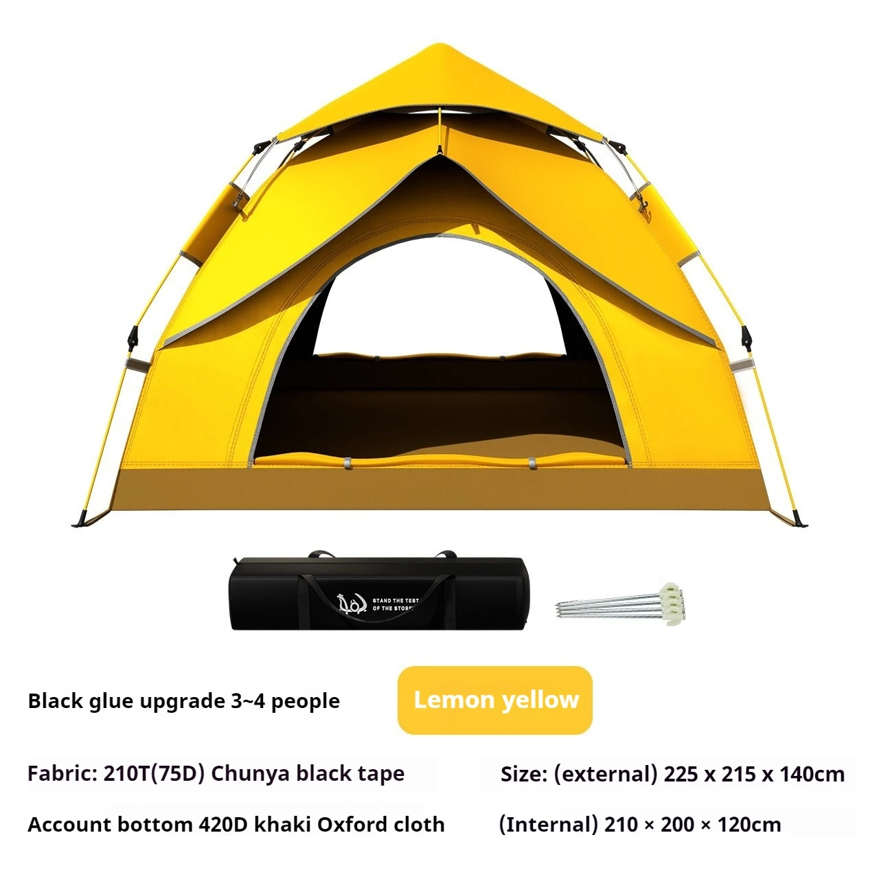 Tent Buiten Opvouwbaar Handig plafond Geïntegreerd Automatisch Kamperen Zwart rubber Anti-UV Wind- en regenbestendig Snelle opening Tent