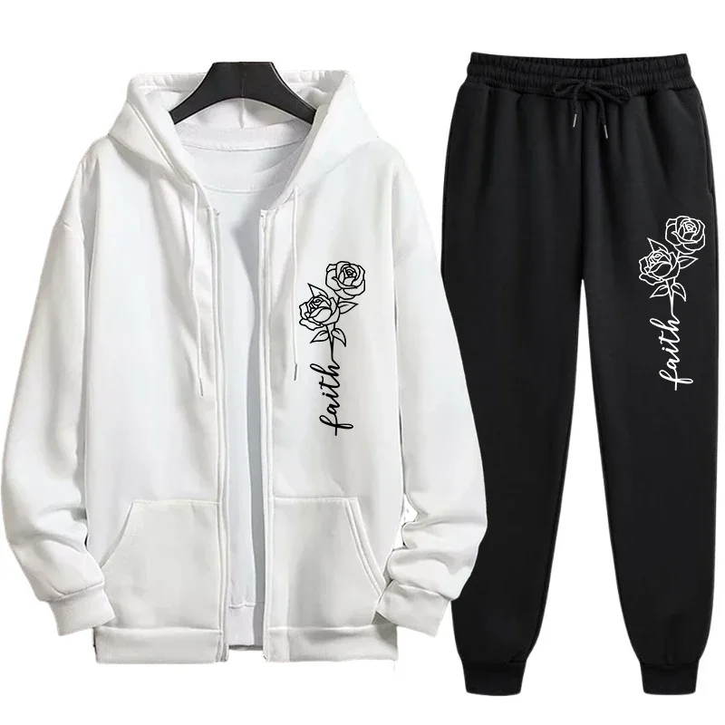 طقم نسائي مكون من قطعتين بدلة رياضية بقلنسوة وسراويل رياضية ملابس الشارع الحضرية 2025 موضة جديدة لخريف وشتاء يومية غير رسمية #2