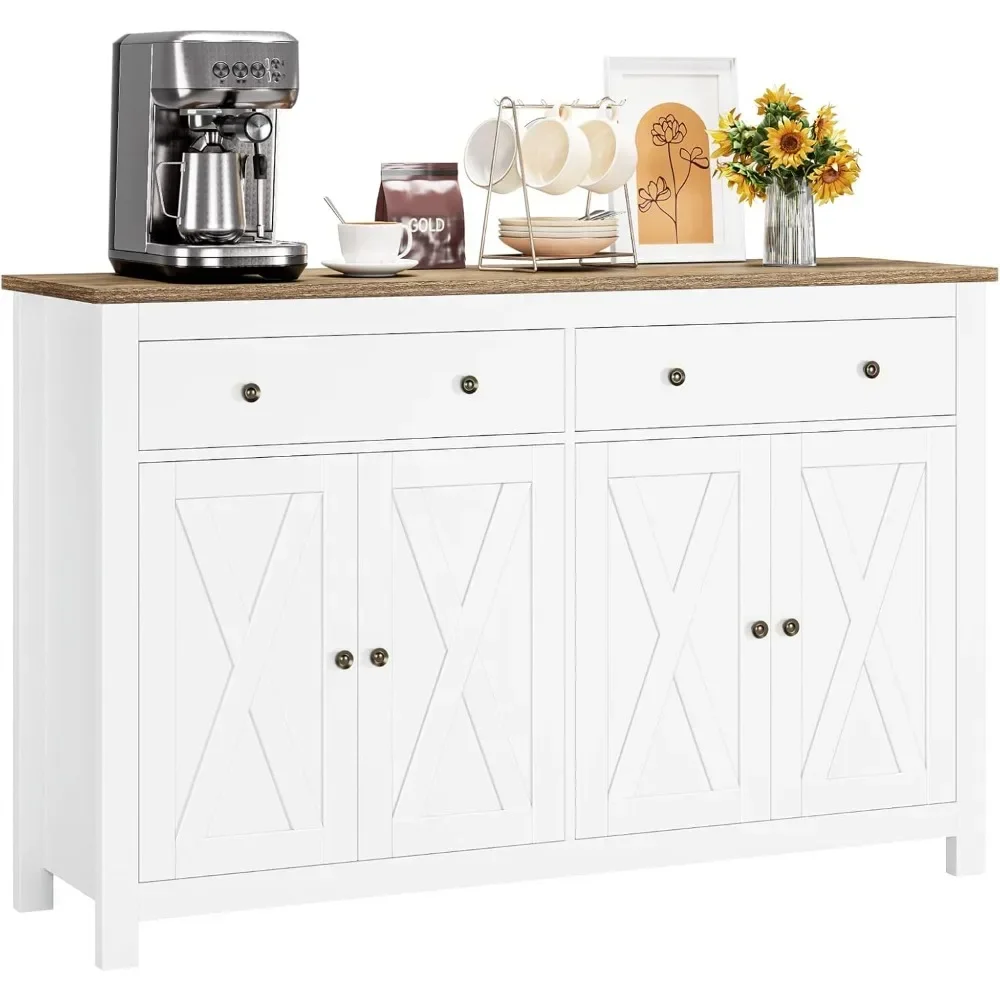 

Sideboard Buffet Cabinet with Storage, 55" Large Kitchen Storage Cabinet with 2 Drawers and 4 Doors