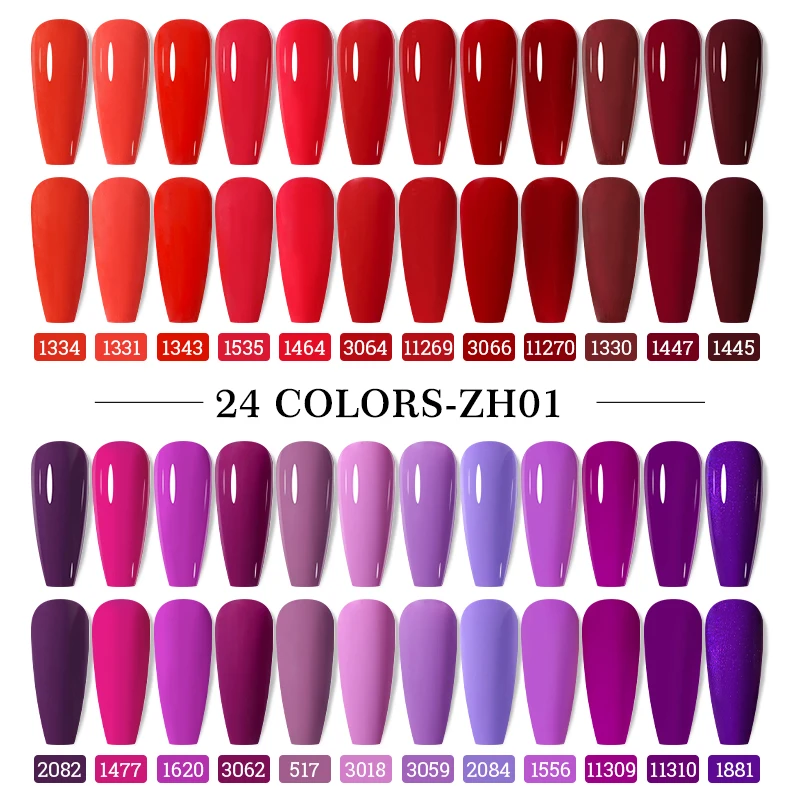 Clou Beaute 10/12/20/24 Stück HEMA TPO FREE Gel Nagellack Maniküre Set Rot Grün Rosa Nail Art Kit Semi Permanent Nagellack