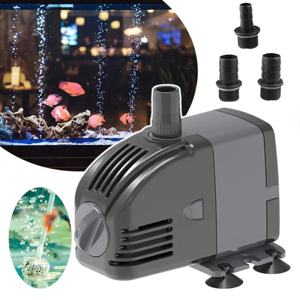 

Energy Efficient Submersible Fish Pond Pump Aquarium Water Pumps Ultra-Quiet with Suction Cups Filter Pump