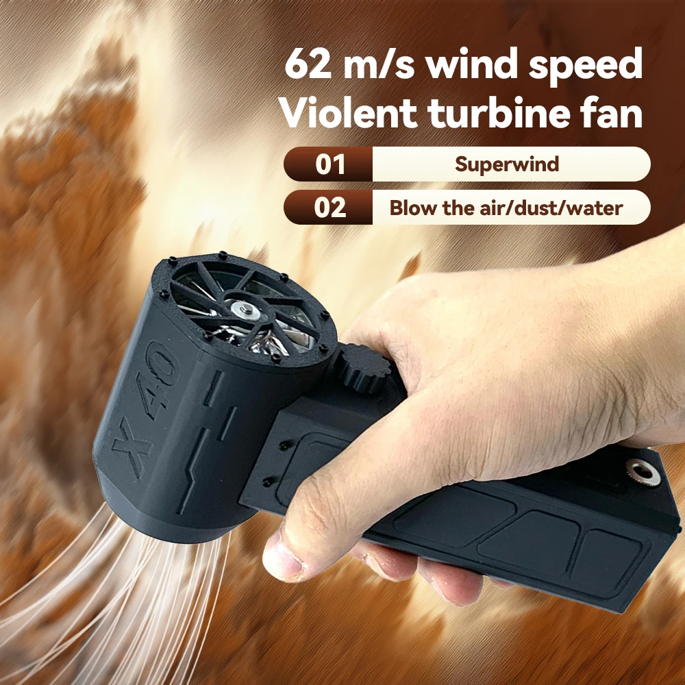 40mm 140000RPM Mini Turbo Jet Fan Brushless Motor Handheld Duct Fan Portable Turbo Fan Type-C Charging with Power Display