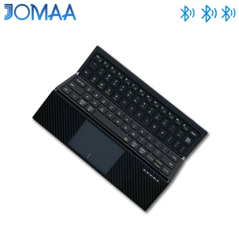 JOMAA Foldable Bluetooth Keyboard with Large Touchpad Tri-Folding Keyboard,Portable Full Size Travel Bluetooth Keyboard