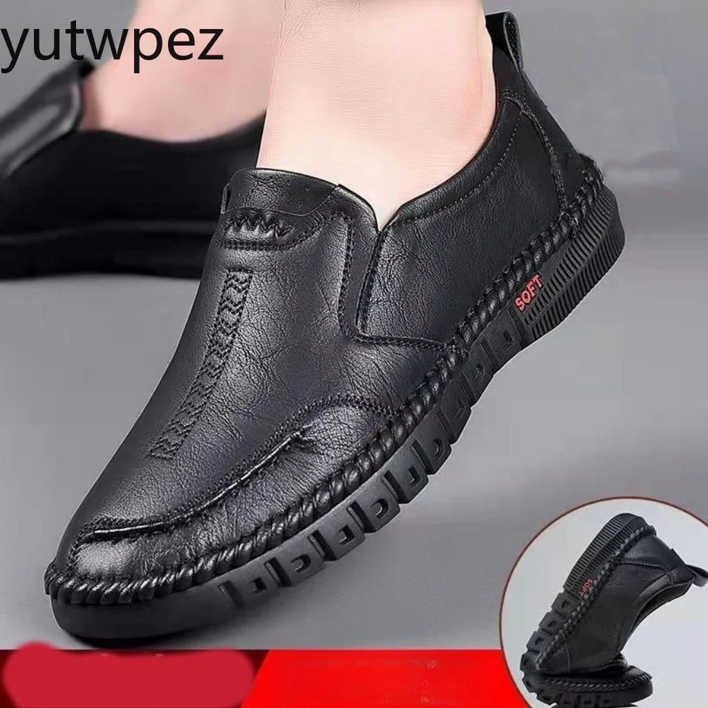 Official Board-Shoes Men's Hand Stitched Genuine Leather Slip on Shoes Business Formal Occasion Wedding Party Footwear Leisure