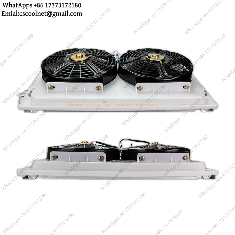 k06 Universal Aluminium Condenser Radiator Cooling Fan Assembly 14x23 for Street Rod Bus Truck Pickup AC Conditioning Parts