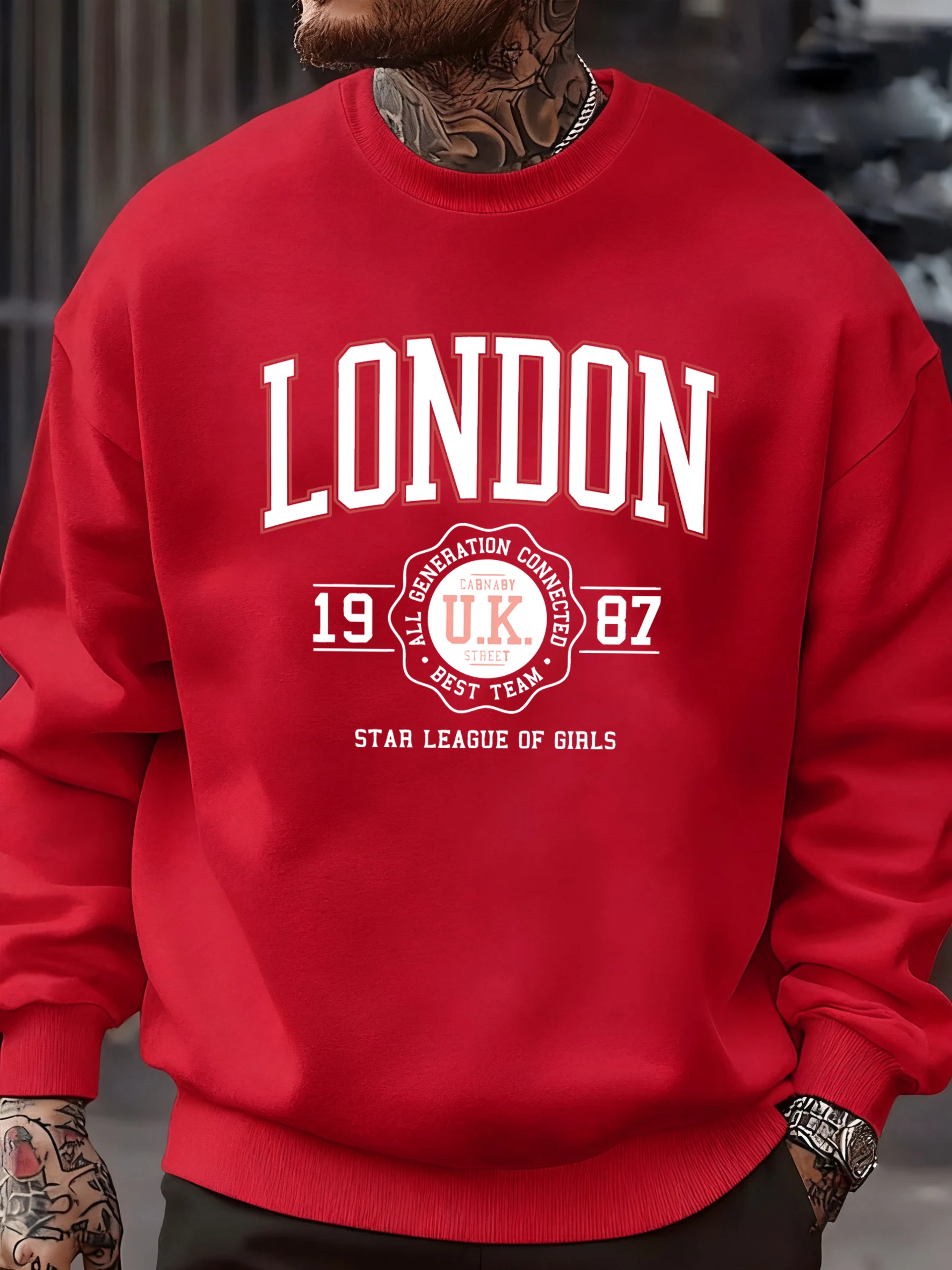 لندن المملكة المتحدة 1987 أفضل فريق الرياضة طباعة الذكور البلوفرات الصوف عادية مقنع قميص الخريف فضفاض س الرقبة الملابس للجنسين ملابس رياضية