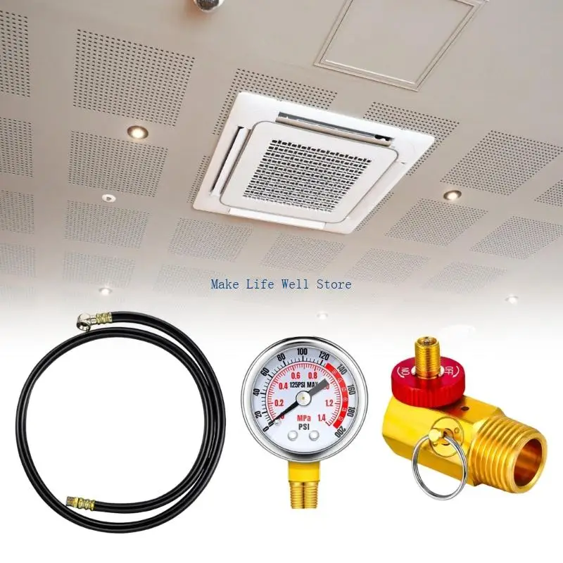 Sturdy Brass Air Valves Set with Pressure Measurement and Hose Designs