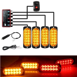 LED Car Strobe Flashing 48 LED Lights Lamp Emergency Orange Strobe Lights 12V Flashing Car Light Strobe Car Warning Light
