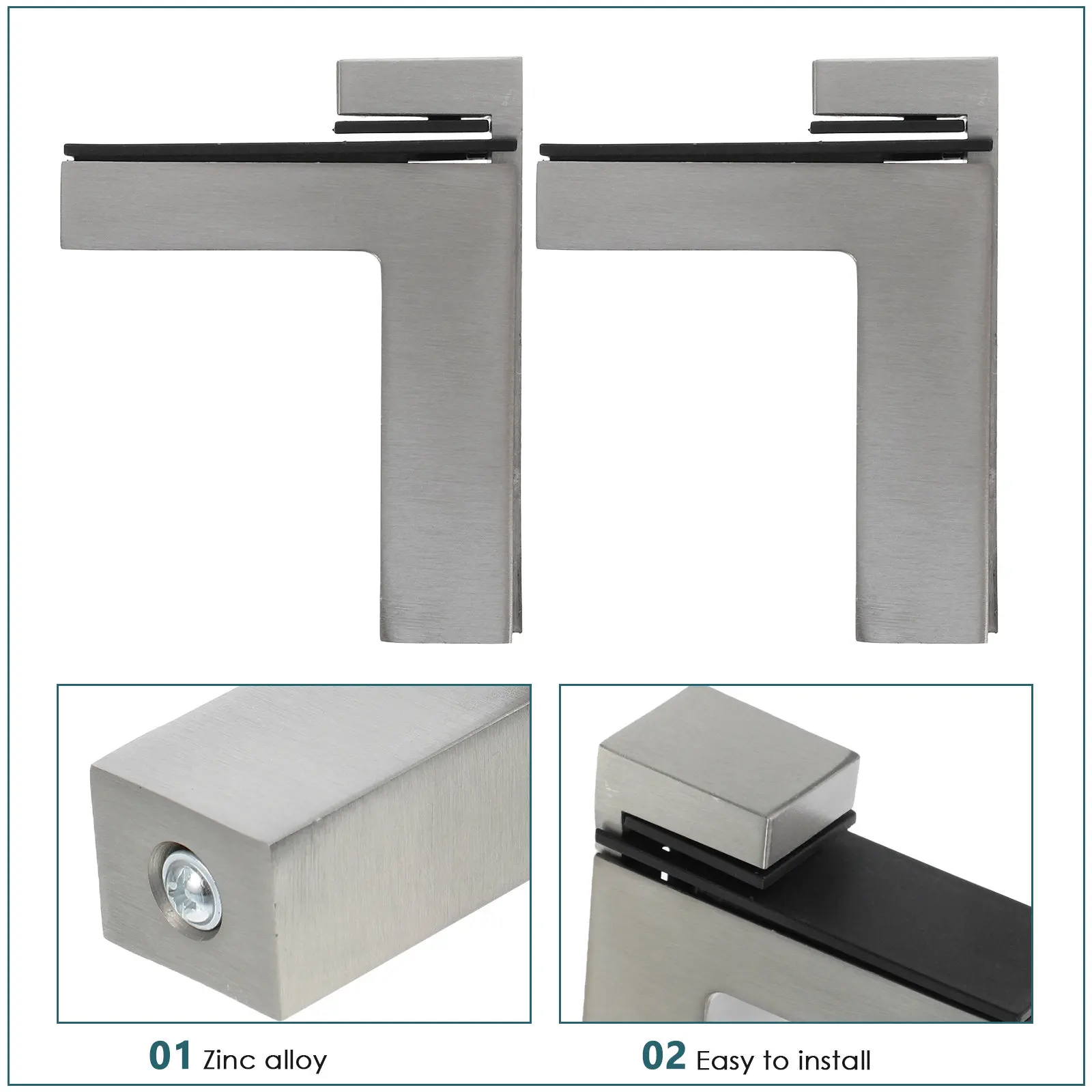 2Pcs Glass Adjustable Zinc Alloy Heavy Duty Shelf Bracket For Bathroom Glass Shelf Retail 3-36Mm Thickness Wall