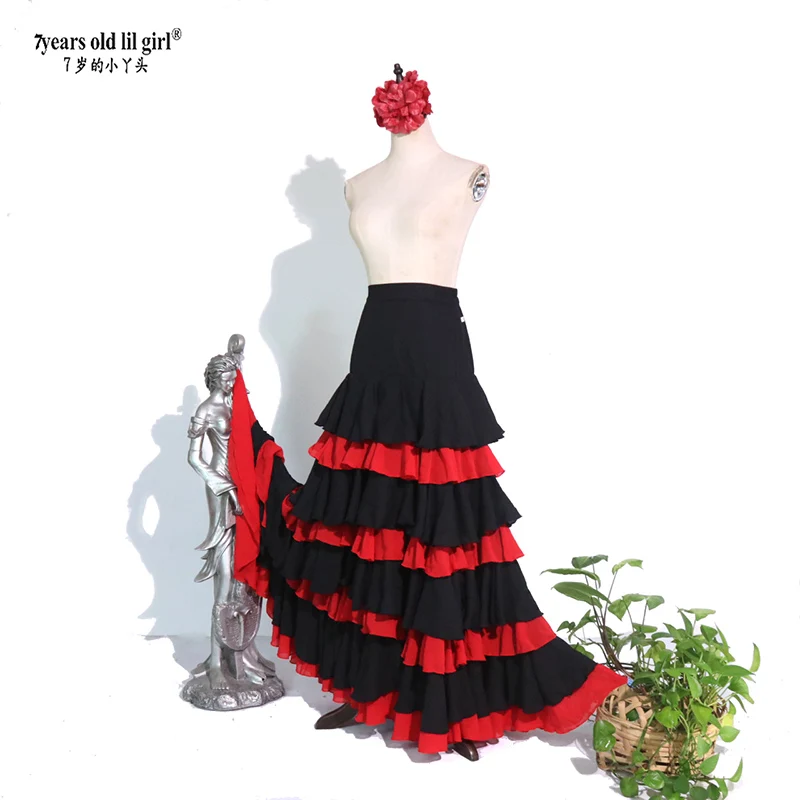 اسبانيا تنورة رقص الفلامنغو سماكة الشيفون نمط تنورة التدريب الأصلية GD14 #3