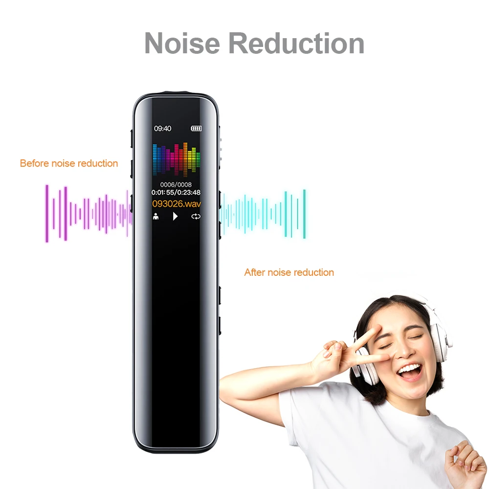 Vandlion V39 Pena Perekam Audio Digital Suara Diaktifkan Dictaphone Pemutar MP3 Pengurangan Kebisingan Layar TFT Warna-warni