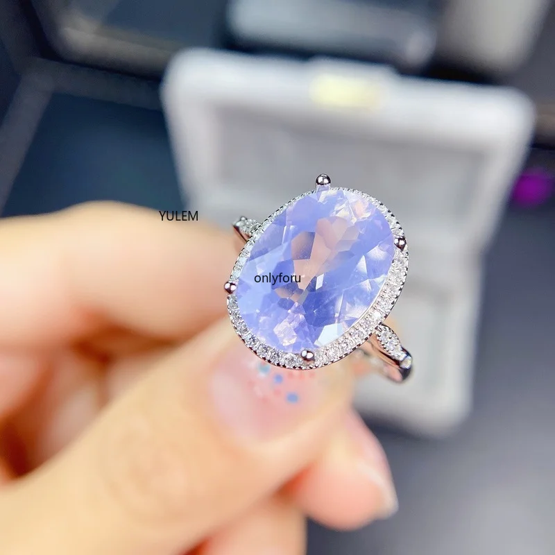 

Natural Lavender Amethyst Ring 925 Silver Women's Ring Two-color Electroplating Process Simple Atmosphere 10*14mm