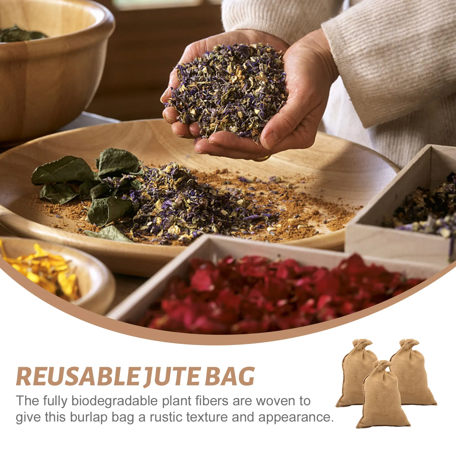

3pcs Burlap Woven Bags Reusable Household Storage Sacks for Potatoes Vegetables Nuts Walnuts Food Eco-Friendly Burlap Pouches