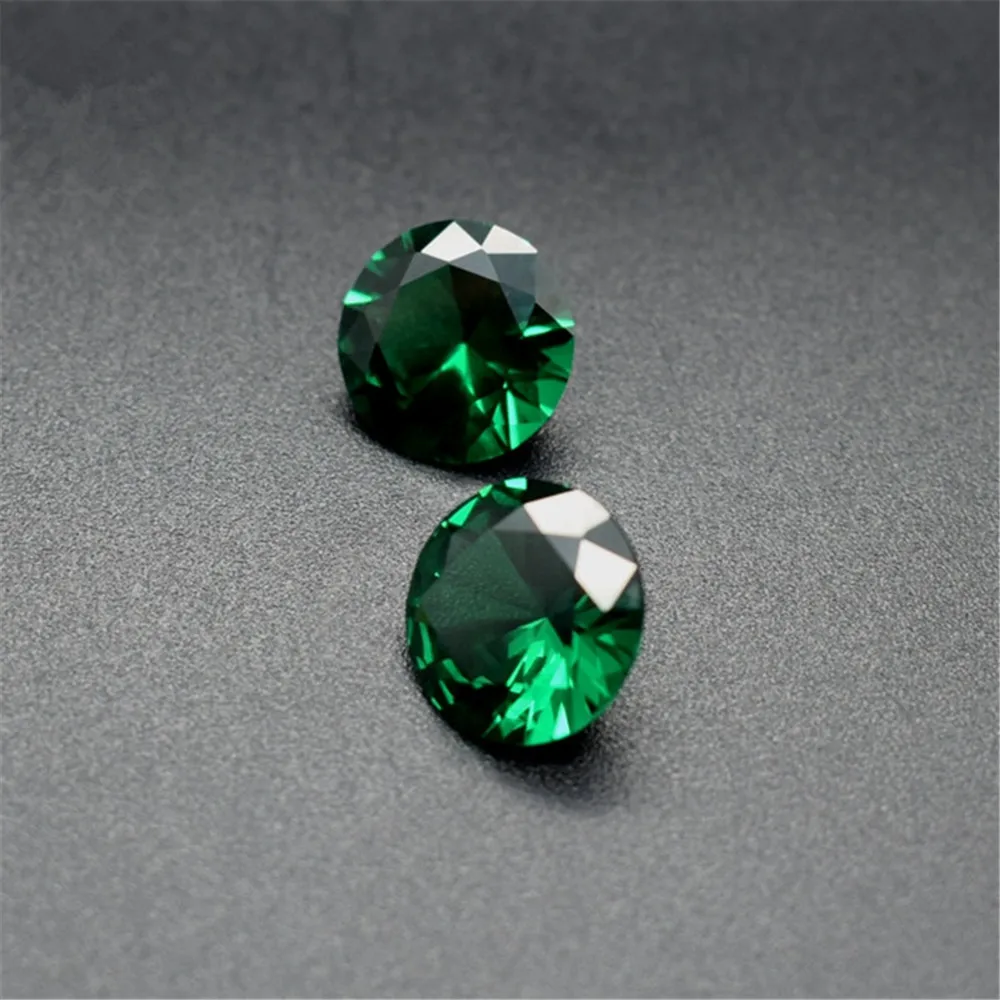 Joanlyn Emerald Round Faceted Gemstone Brilliant Cut Rich Green Emerald Gem Multiple Sizes to Choose C05E