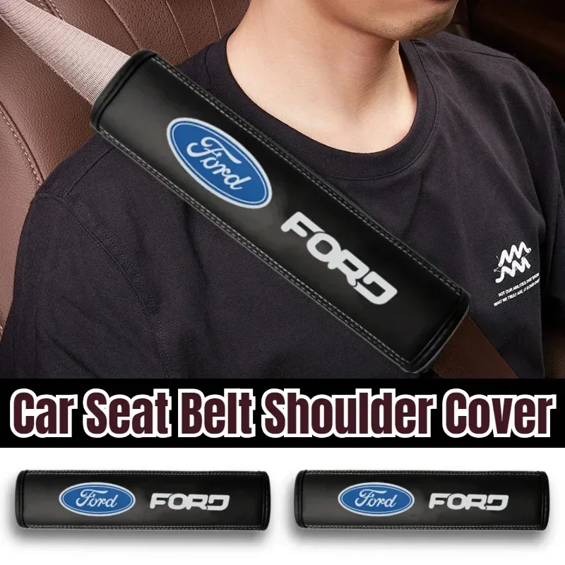 

2pcs Leather Car Shoulder Seat Belt Cover for Focus Transit Fiesta Explorer Galaxy Ranger Mondeo Edge Raptor Accessories