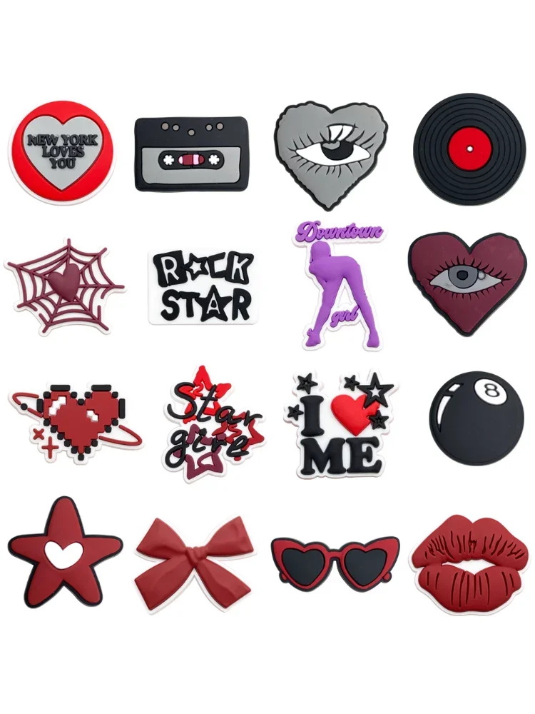 Breloques de chaussures en verre PVC de style 2K, combinaison de boucles de pantoufles, accessoires de bracelets adaptés, bandes de décoration, cadeau de fête unisexe