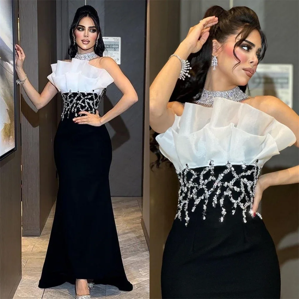 Yipeisha Prom Dresses Fashion Strapless Mermaid Celebrity Flower Waist Chiffon Occasion Evening Gown فساتين سهره نسائيه فخمة