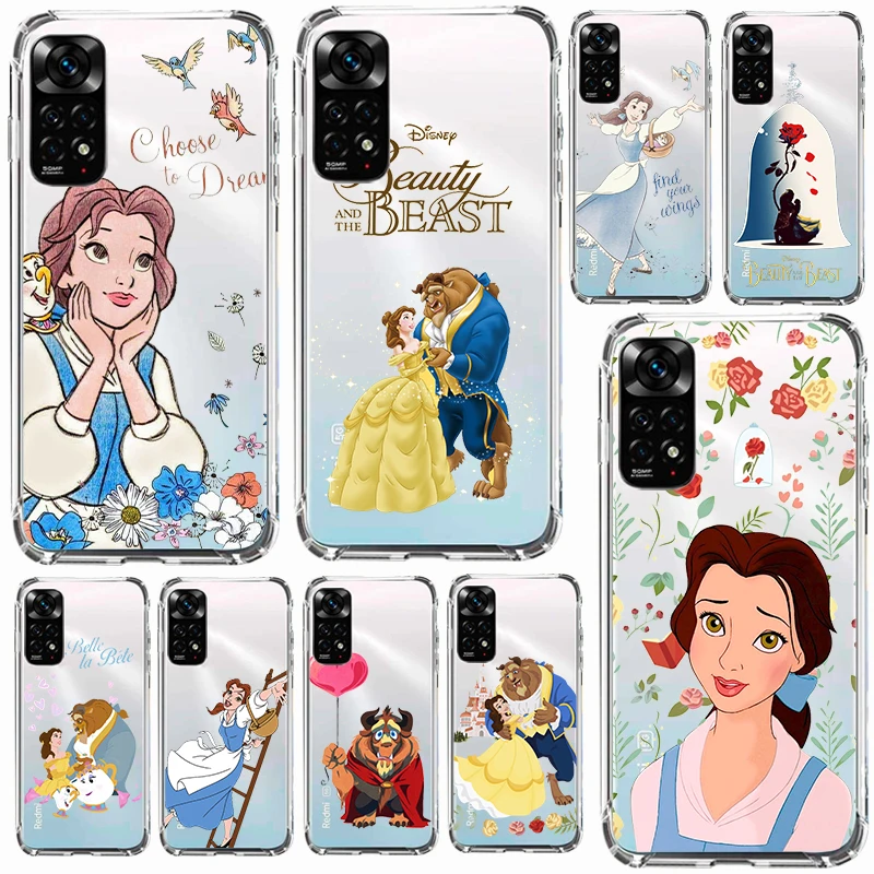 Princess Bella Disney For Xiaomi Redmi Note 12 11 11T 10 9 8 7 6 5 4 Pro 5G 4G Silicone Soft TPU Transparent Phone Case Fundas