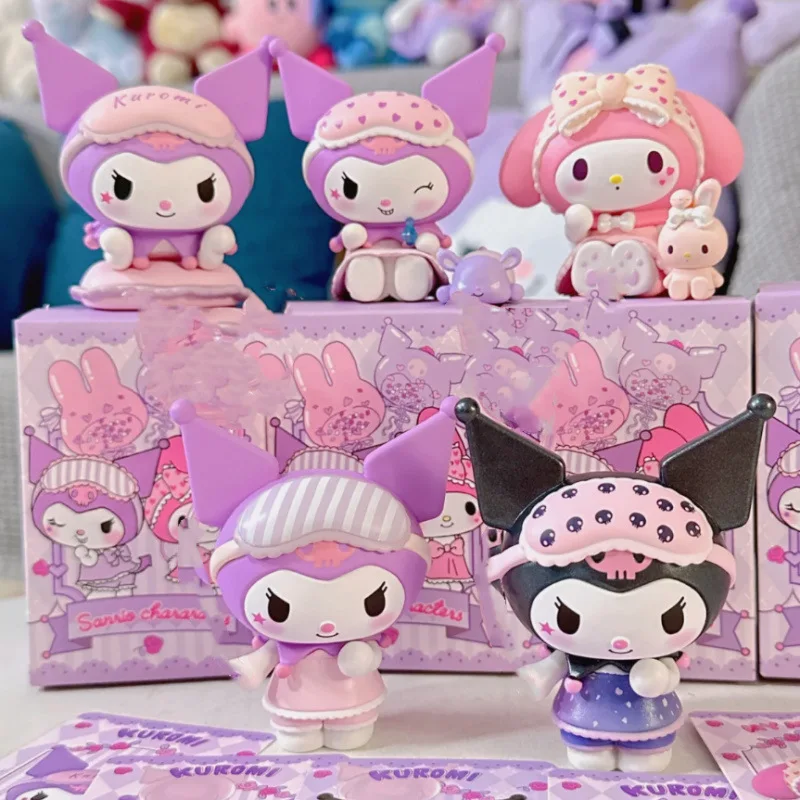 Sanrio pijamas minha melodia caixa cega estatueta bolo sobremesa decoração brinquedo das crianças ornamentos de mesa presentes aniversário