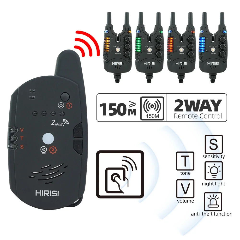 Hirisi Carp Fishing Alarm Set Wireless Bite Alarm 2 Way Remote Control Bite Indicator Fishing Accessories S8