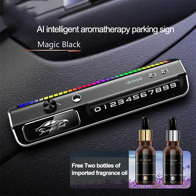 Car Air Freshener Multifunction RGB Music Pick-Up Car Perfume USB Rechargeable Automotive Smell Parking Phone License Plate Cool