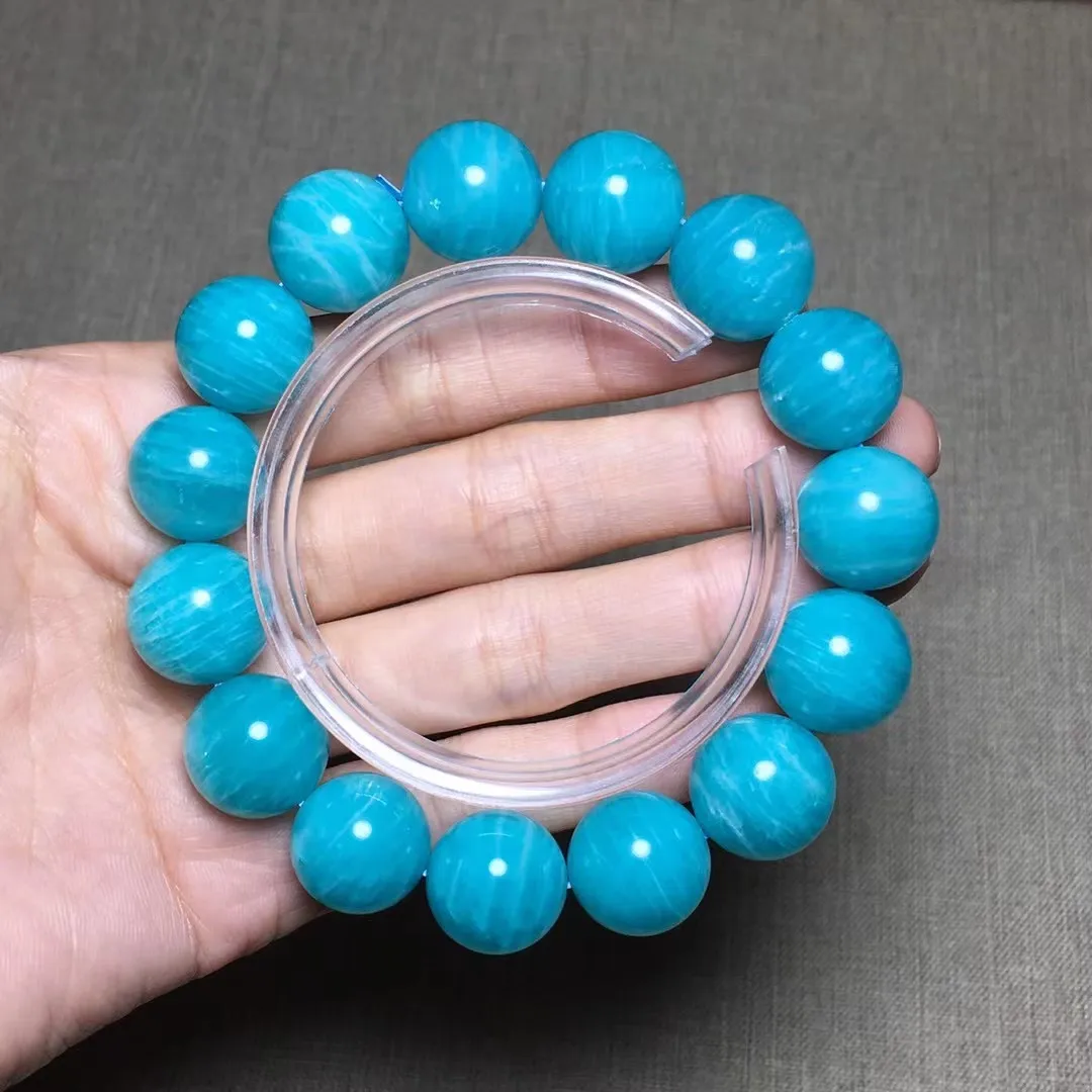 15mm Natural Amazonite Bracelet For Women Men Beauty Healing Gift Crystal Gemstone Beads Stone Strands Jewelry AAAAA