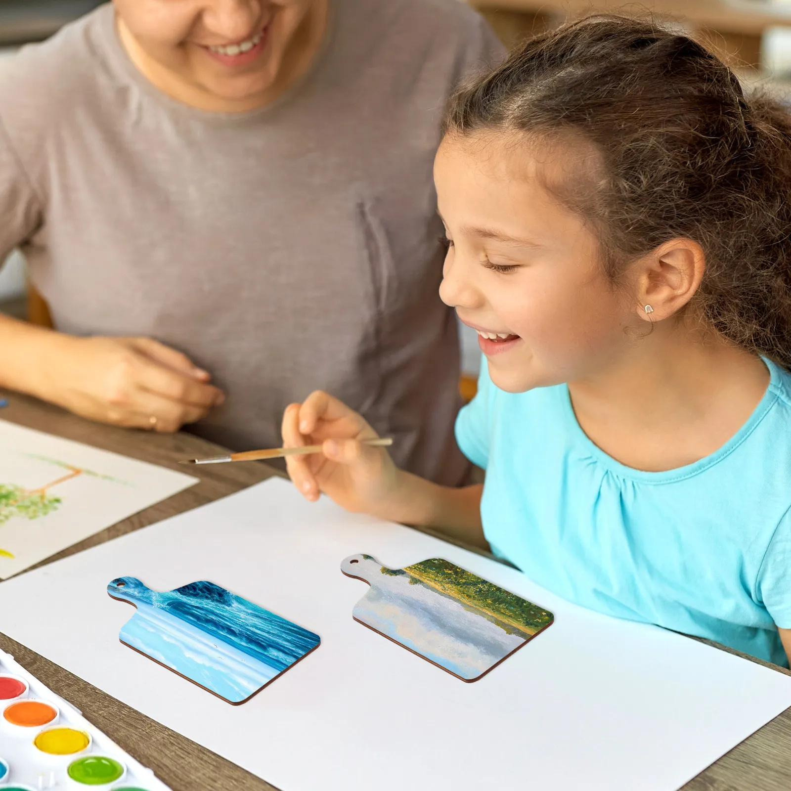 

6pcs Unfinished Mini Cutting Boards DIY Wood Craft Trays Blank Chopping Board for Painting Graffiti Wooden Art Projects