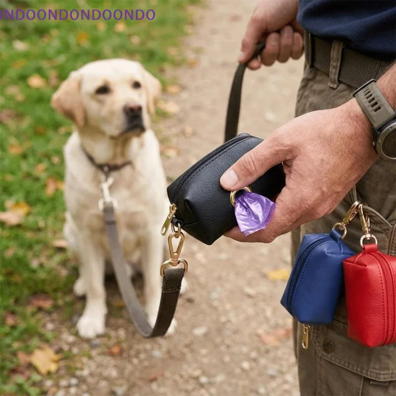 Waterproof Fabric Pet Poop Bag Holder Zipper Closure Mini Size Dog Waste Dispenser Lightweight Solid Color Waste Bag Storage