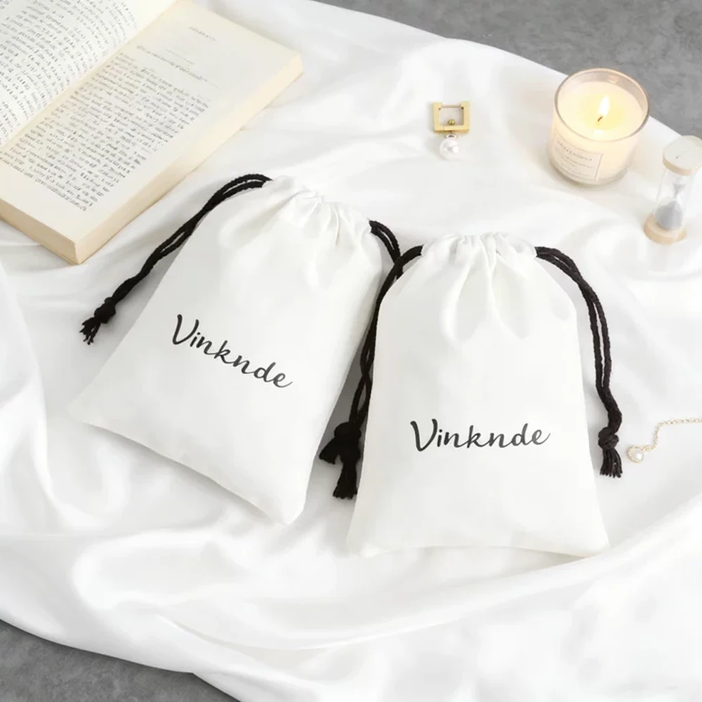 

Белая хлопковая косметическая кисть, упаковка, сумка на шнурке, индивидуальный логотип, свадебный подарок, ювелирные изделия, серьги, парфюмерная пыль, хлопковый мешочек