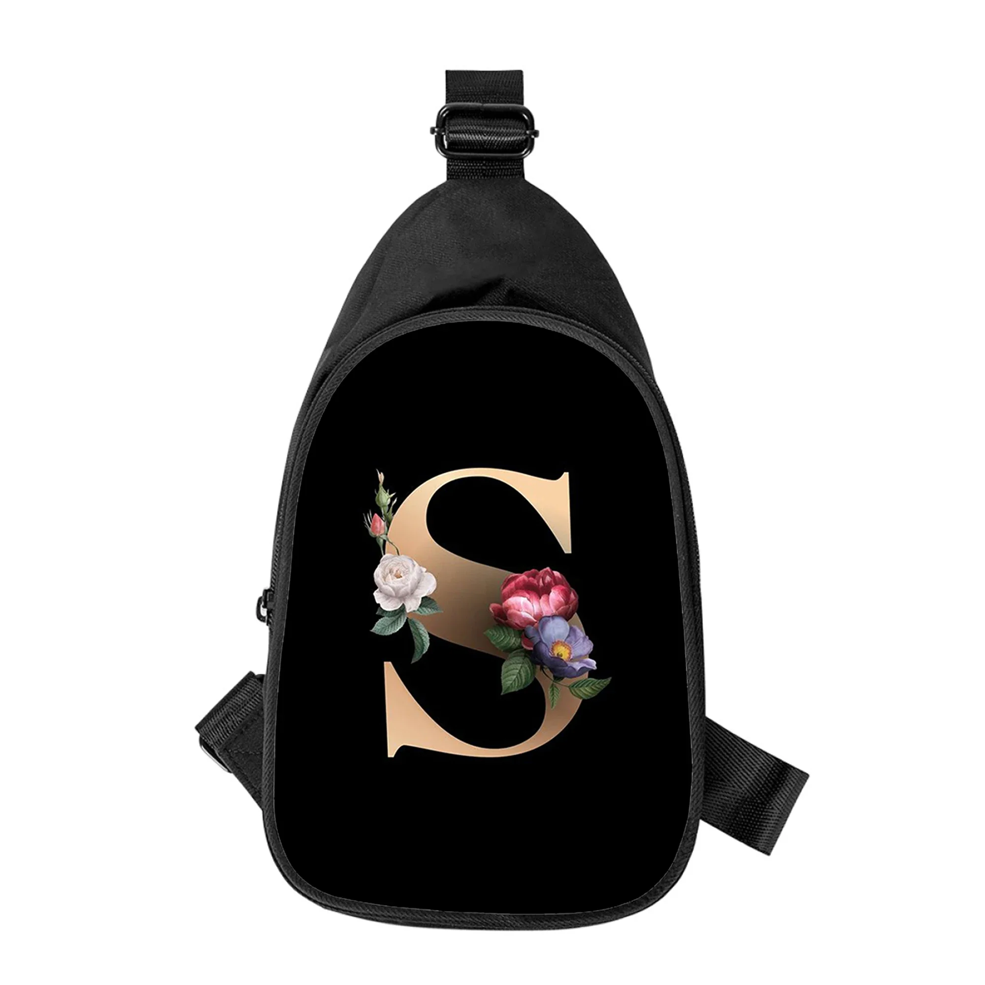 Sac de poitrine à croix pour hommes et femmes, lettre d'art de personnalité, fleur 3D, sac initié en alertes onale, sac de taille d'école pour mari, sac de poitrine masculin, nouveau