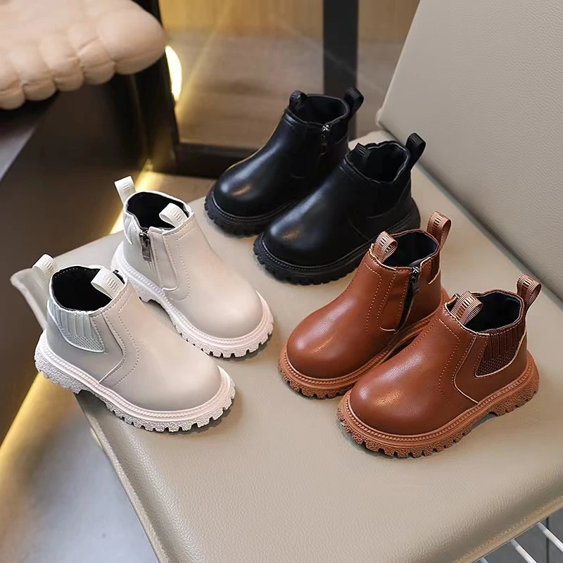 Fashion Winter Snow Boots Warm Casual Leather Boot Boys Soft Comfortable Leather Boots Girls Classical Trendy Shoes