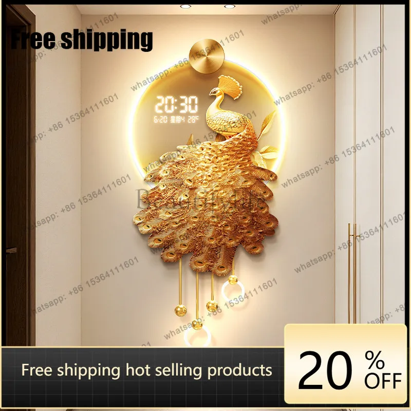 Customizable Night Light Fashion Wall Clock Premium Upgrade Luxury Living Room Digital Clock Modern Design Horloge Murale Room D