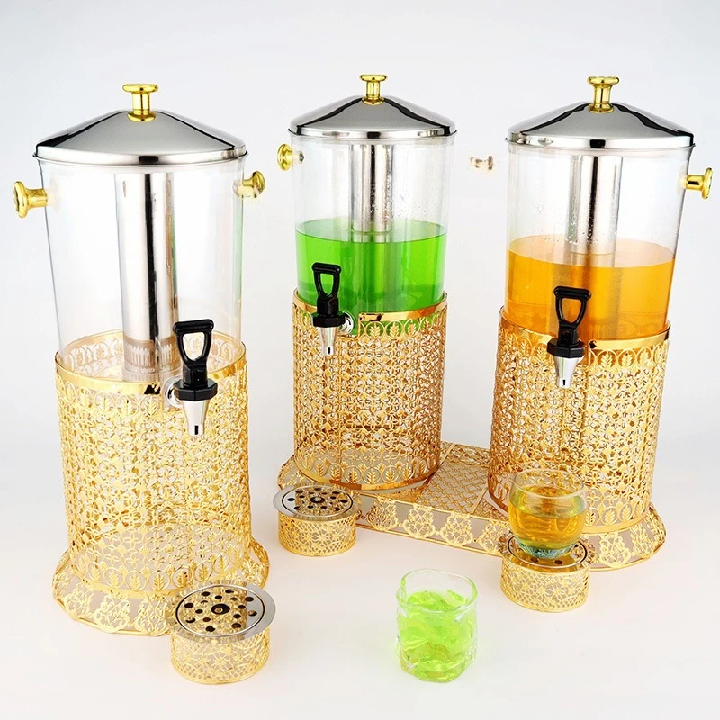 Stainless steel milk transparent visual material restaurant round feet large capacity buffet milk tea tripod