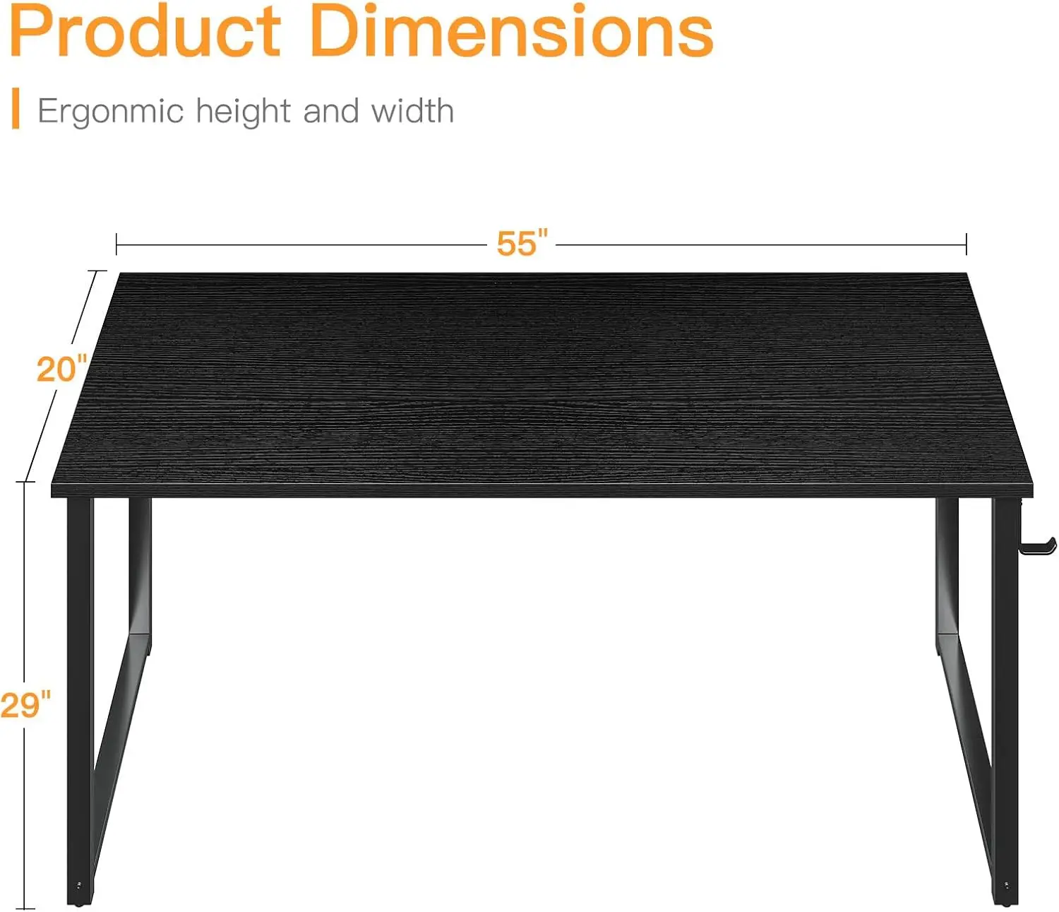 

55 Inch Computer Desk, Modern Simple Style Desk for Home Office, Study Student Writing Desk, Black