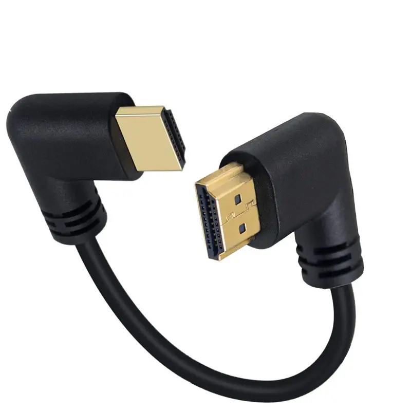 Cabo HDMI para DVD PS3 e PC, HDMI2.0, 4K, compatível 3D duplo, 90 graus em ângulo esquerdo, macho HD para a direita